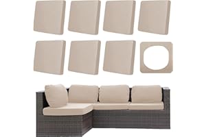 DREAHOTEXTIL 8Pcs Outdoor Cushions Covers Waterproof, Patio Cushion Covers, Stretch Cushion Covers Replacement,Cushion Slipcovers, Furniture Cushion Covers (Beige, 8PCS)