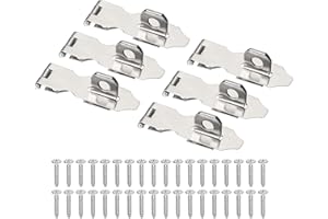 PATIKIL Door Lock Hasp Latch 2.2 Inch, 6 Pcs Stainless Steel Safety Hasp Lock Clasp Hinge Packlock with Screws for Door Gate 