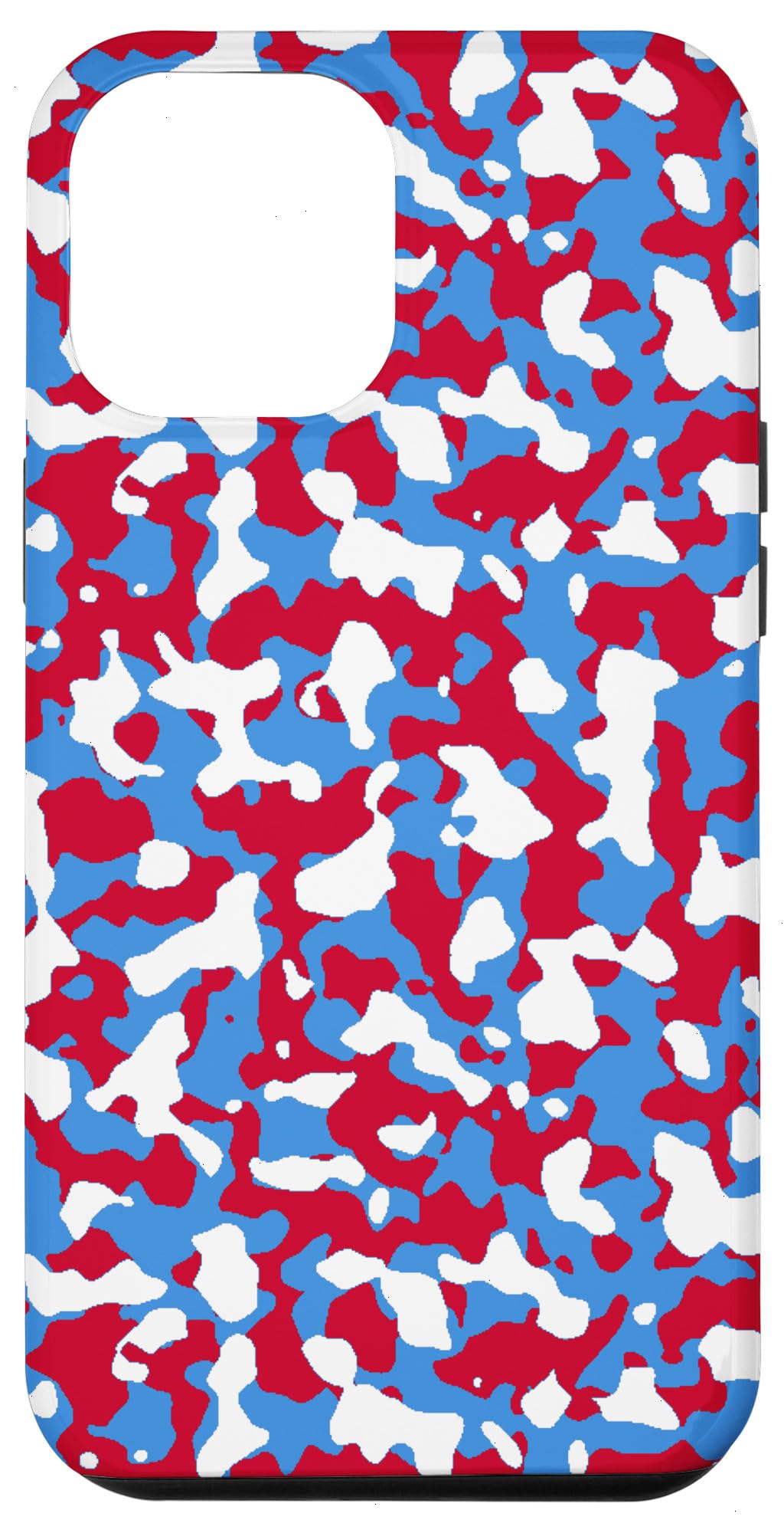 iPhone 15 Plus Throwback Light Blue, Red and White Camouflage Case