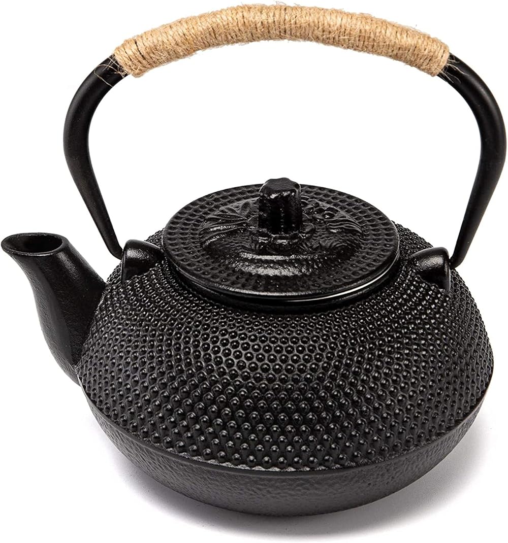 SUSTEAS Teapot Japanese Tetsubin Cast Iron Kettle 900ml Black with Infuser