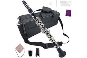 Vetimobato Professional E flat Clarinet Eb Key Clarinet Good Sound Nickel plated keys with 2 Barrels & Case (Ebonite)