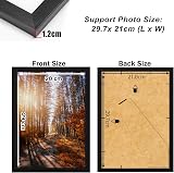 yenlk A4 Picture Frame, Wooden Black Frame with Safety Plexiglass view 3
