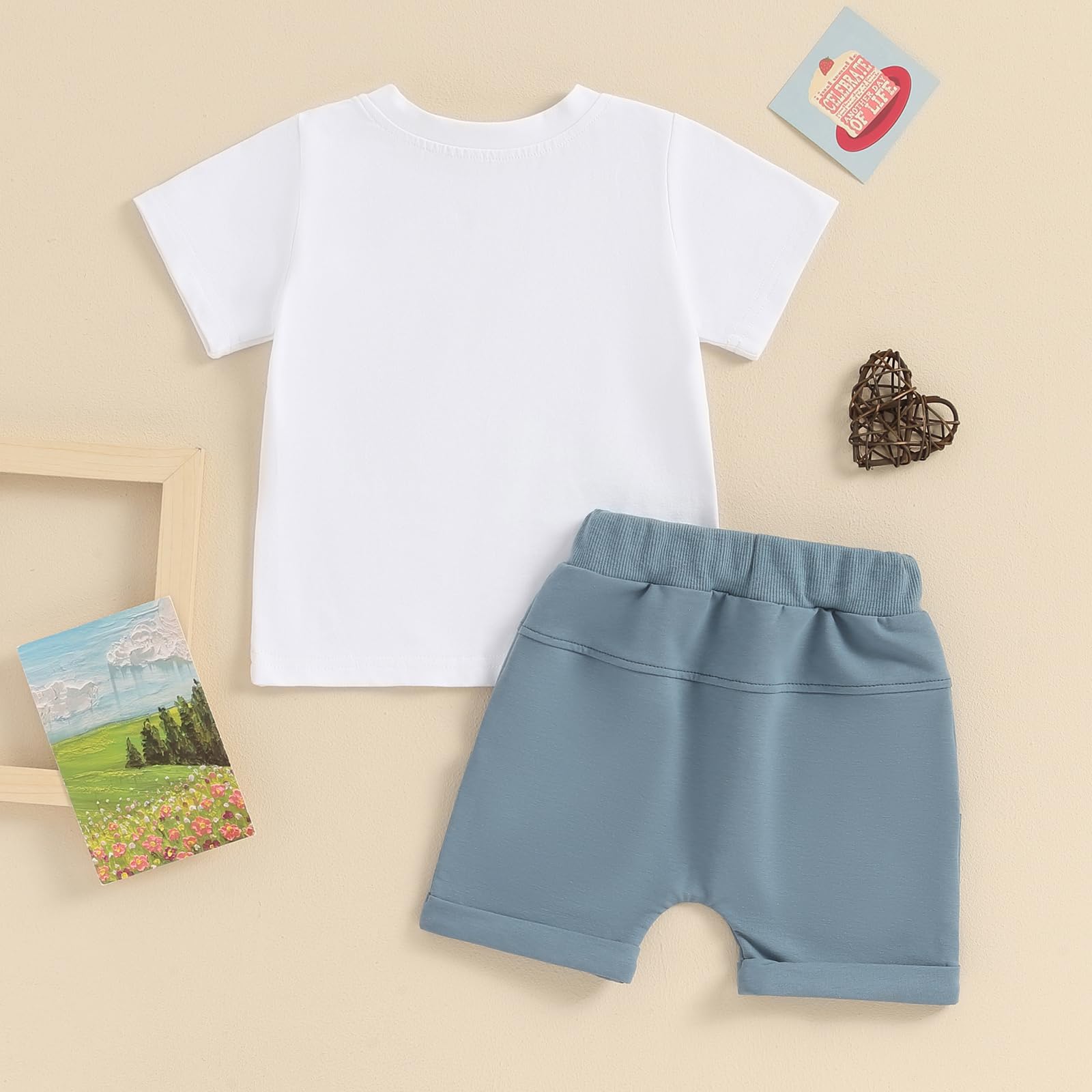 CREAIRY Toddler Baby Boy 2nd 3rd Birthday Outfit Choo Choo I'm Two Train Short Sleeve T-Shirt Tops Shorts Set Summer Clothes