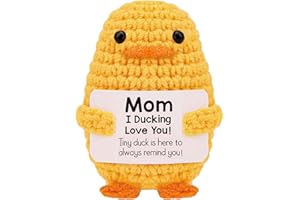 KOOLYI Gifts for Mom from Daughter Son Mother's Day Mom Gifts for Her Inspirational Crochet Duck Anniversary Cute Handmade Knitted Duck Toy with Positive Card Cheering I Love You Gift
