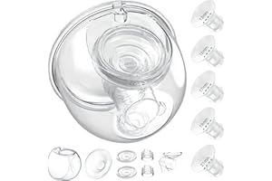 JIMOWANG Wearable Breast Pump Milk Collector Cup Accessories,Compatible with 24mm TSRETE/kmaier/eulumap/Momcozy S9/S12 Wearable Breast Pump,Upgrade Duckbill Valve with Free Rotation,Extra 5pcs Flange Inserts