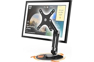 YCNEW Swivel and Tilt Stand for Echo Show 15 (Gen 1, Gen 2), Portable Monitor Stand, Adjustable Angle and Height with 360° Rotation Bases, Switching Between Landscape and Portrait Screens (Black)