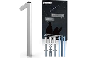 VONDERSO 5 Inch Floating House Numbers and Letters for Outside,Silver Metal Modern Outdoor Address Sign for Yard Street and Mailbox, Zinc Alloy Solid Address Numbers and Letters,number 1