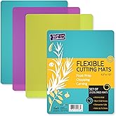 Nicole Home Collection Flexible Cutting Mats Set of 3 - BPA-Free Plastic Color-Coded Kitchen Chopping Boards, 12"x15", Durabl
