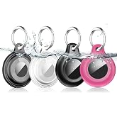 4 Pack Waterproof for Airtag Holder Case with Keychain, Shockproof & Dustproof Airtags Key Chain for Apple Air Tags, Airtag A