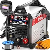 ANDELI 110V/220V MIG Welder 135A ，PULSE Flux Core/Lift TIG/Stick 4-in-1 | Welds Up to 3/16", 4.1" Large Display, Synergic Control, Beginner-Friendly, Portable Gasless Welder Kit,Home DIY Metalworking