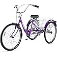 Betterland 7-Speed Adult Tricycle with Large Basket 24/26 Inch, Stable 3-Wheel Cruise Bicycle for Shopping, Beach and City Trike Perfect for Men, Women, Seniors
