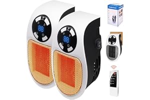 MIZVSITRD Elon Musk Ultra Air Heater with Adjustable Thermostat Timer and Led Display: 2025 Upgraded 500W Plug in Heater, Space Heaters for Indoor Use, 180° Rotatable Small Quiet Electric Heater - 2 Pieces