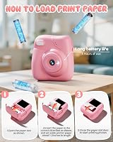 CAMCLID Kids Camera Instant Print 1080P 32GB Pink 2.0" Screen view 6