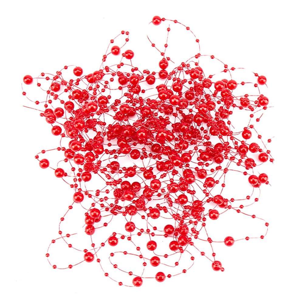 GORGECRAFT 10 Strands Red Pearl String 3-8mm Faux Artificial Pearl Beads Chain Party Garland Decoration for Floating Candles Centerpiece Vase Filler Christmas Wedding Ornaments DIY Crafts