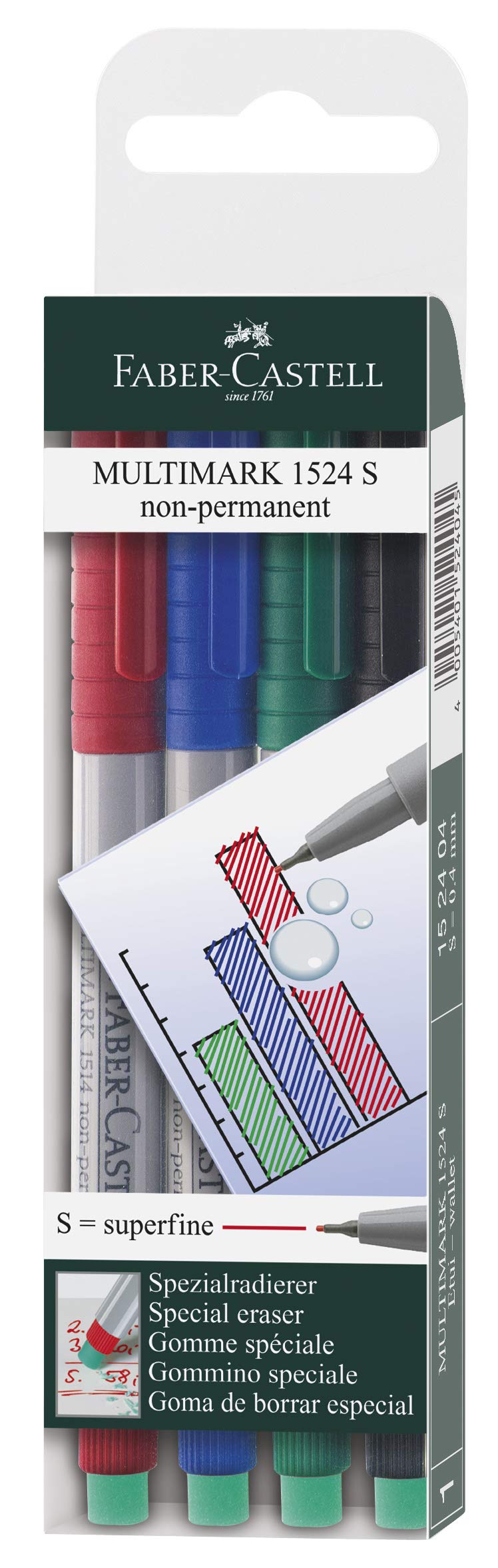 Faber-Castell Fine Non-Permanent Multimark (Wallet of 4)