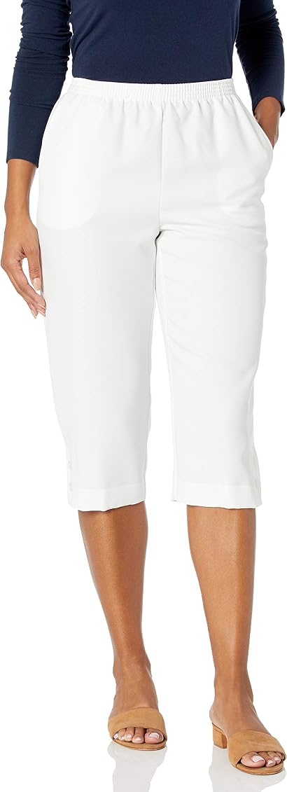 Alfred Dunner womens Classic Fit Capri Casual Pants, White, 18 US at Amazon  Women's Jeans store