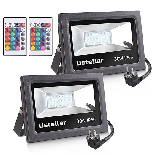 title=Ustellar 2 Pezzi Proiettore RGB LED 30W, 16 Colori 4 Modalità, Impermeabile IP66