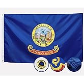 Double Sided Idaho State Flag 3x5 Outdoor The Longest Lasting ID Flags Heavy Duty 210D Nylon, Sewn Stripes, Embroidered, Stronger Brass Grommets,4 Stitched Hemming, Perfect for Outside