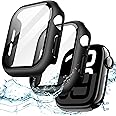 JETech Waterproof Case with Screen Protector for Apple Watch Series 10 46mm, Built-in Tempered Glass Film Hard PC Bumper Full Protective Cover, 2 Pack (Black)
