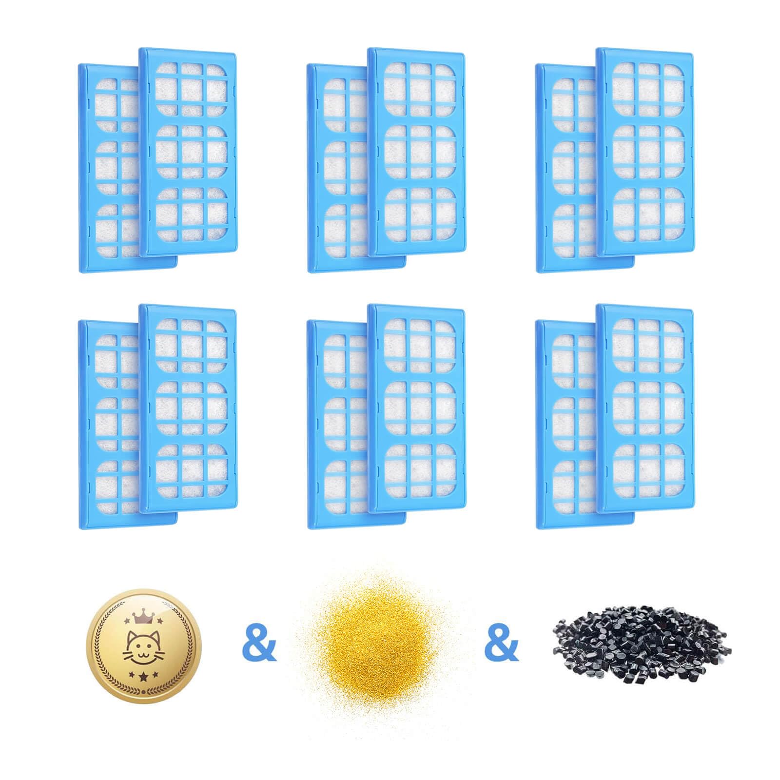 ANKA Cat Water Fountain Filters,12 Pack Fountain Replacement Filters for Cat Dog Pet Mete Water Flow 389 Fountain,Upgraded Version Pet filters for better Water- Blue