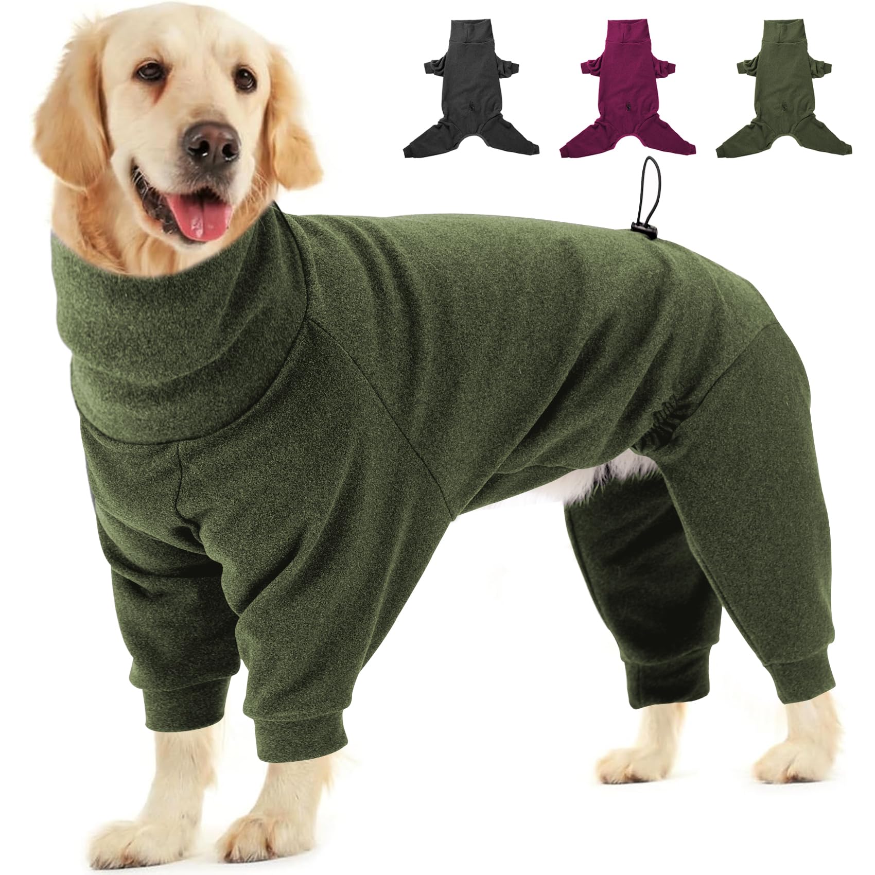 Dotoner Dog Fleece Coat Dog Winter Jumper Pyjamas Onesie Full Body Jacket with Legs Warm Clothes Windproof Cozy Jumpsuit Outfit for Small Medium Large Dogs Indoor Outdoor Wear