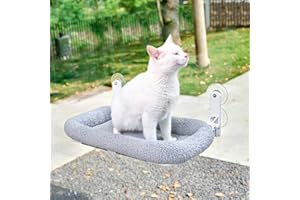 Zakkart Foldable Cat Hammock for Window - Cordless, Embeded Machine Washable Padded Bed, Robust Metal Frame - Cat Window Perch for Large Cats and Kittens - Gray