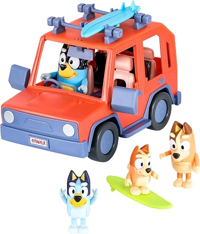 Bluey Heeler 4WD Family Toddler Toy Car with 4 Figures & Surfboards