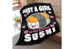 DAIJIZAIO Cute Sushi Blanket Gift for Girls,Just Girl Who Loves Sushi Throw Blanket,Soft Flannel Food Quilts Room Bed Sofa Decoration 50"x40" Small for Kids