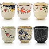Nagpew 6 Pieces Japanese Tea Cups, 6 Oz Ceramic Coffee Cup | No Handle Teacup Matcha Mug with Good Heat Retention for Latte, Juice, Gift, Dishwasher Safe
