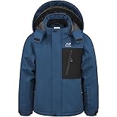 WULFUL Boy's Winter Waterproof Ski Coat Kids Windproof Snow Jacket with Detachable Hood