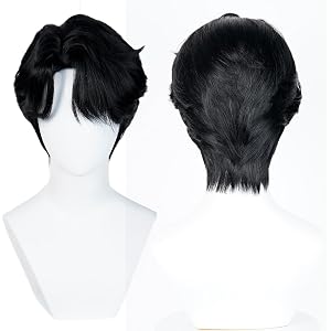 QYZHIZ Black Short Spiky Cosplay Wig, Heat Resistant Anime Hair | Precisely Matches Jinu Character Hairstyle, Soft Heat-Resis