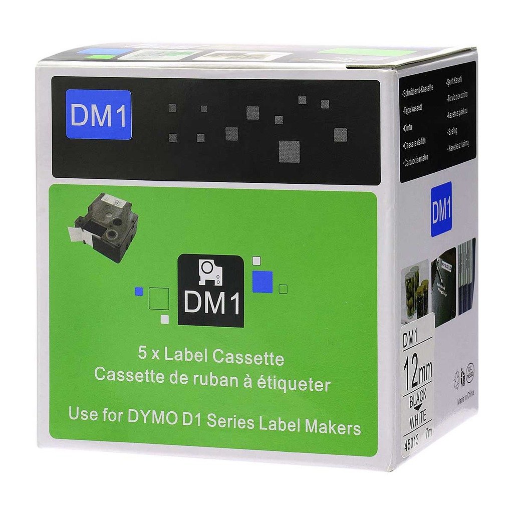 Great Quality Black on White Label Tape Compatible for DYMO D1 45013 S0720530