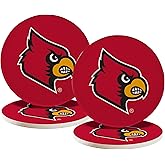 Desert Cactus University of Louisville Circle Ceramic Coasters 4 Pack Cardinals U of L Cards Absorbent Drink Coasters with Cork Backing (Design A)