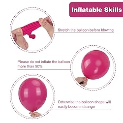 RUBFAC 129pcs Hot Pink Balloons Latex Magenta