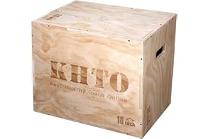 KHTO Fitness Wood Plyometric Jump Box- 3-in-1 Wood Plyo Box for Exercise Training and Conditioning- Pre-drilled for Easy Assembling