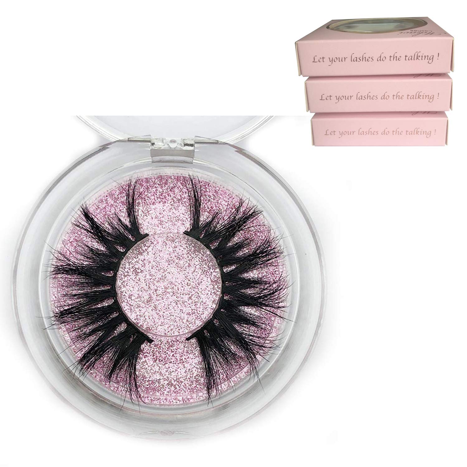 Mikiwi 3 Pairs Lashes E02-3, 25mm Mink Eyelashes, 3D Mink Lashes, Thick HandMade Full Strip Lashes, Cruelty Free Luxury Makeup, Dramatic Lashes, Pack-3 (E02-3)