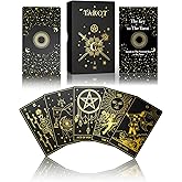 WJPC Gold Foil Tarot Cards with Guide Book Set&Gift Box for Beginner& Expert. Original DesignTarot Decks, Tarot Cards Decks