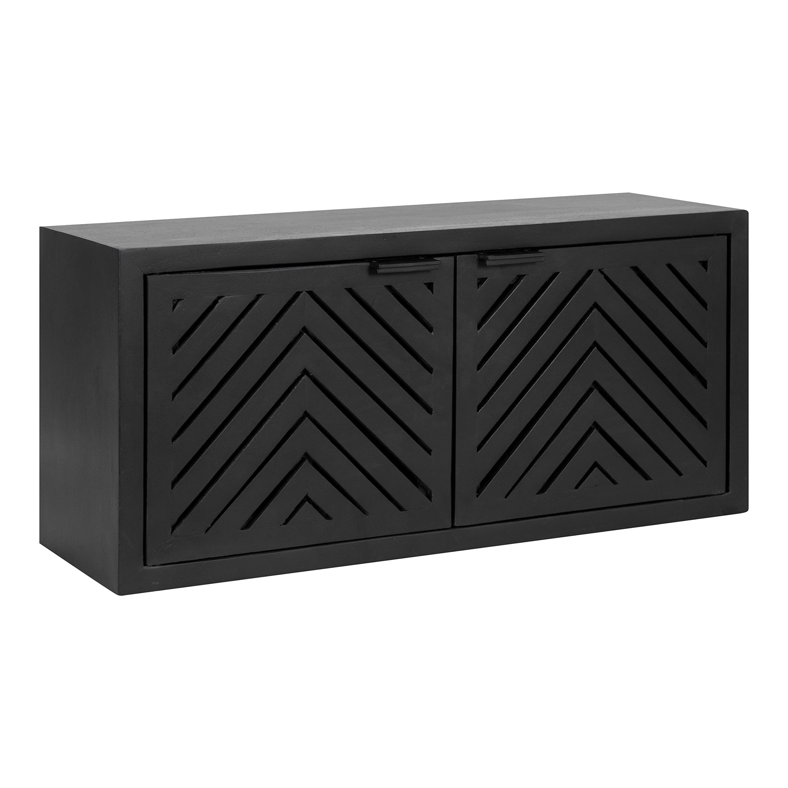 Photo 1 of *** STOCK PHOTO SIMILAR NOT EXACT*** Kate and Laurel Mezzeta Decorative 2-Door Wall Cabinet; 30 x 10 x 14; Black; Decorative Modern Storage Cabinet with Doors