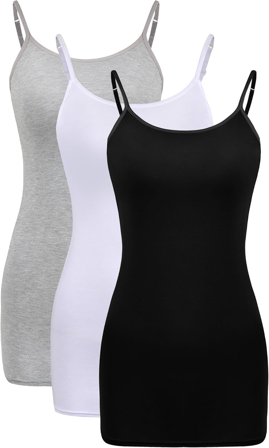 WILLBOND 3 Pieces Women Basic Long Tanks Adjustable Spaghetti Strap Camisole Top at  Women’s Clothing store