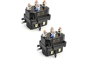 QWORK Solenoid Relay, 12V 250A Winch Relay Solenoid Replacement Contactor for 3000-5000lbs ATV UT Winch Control, 2 Pack