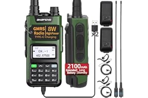 BAOFENG GM-15 Pro GMRS Radio 8W NOAA Weather Receiver Radio,GMRS Repeater Capable,Rechargeable Long Range Two Way Radio with Extended Battery USB-C Charger,2Pack