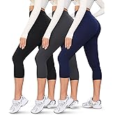 VALANDY Creamlush 3 Pack Capri Leggings for Women-High Waisted Comfy Stretchy Soft Yoga Casual Lounge Pants