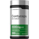 Horb&auml;ach Cordyceps Mushroom Capsules | 200 Count | CS-4 Strain | Non-GMO and Gluten Free Herbal Supplement