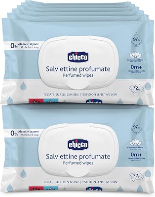 Neugeborenen-Baby-Mehrzweck-Reinigungstücher mit Plaquette, alkoholfrei, parfümiert, für empfindliche Haut geeignet, Multipack mit 864 Tüchern, 12 Packungen mit 72 Tüchern