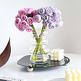 BLOFLO Transparent Glass Hydroponic Flower Vase, 7-Inch Iridescent Clear Glass Vase, Four-Layer Geometric Glass Floral Vase for Home Décor, Modern Bubble Glass Vase for Home Office Wedding Table