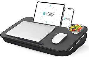 Portable Laptop Lap Desk with Pillow Cushion, Fits up to 17 inch Laptop, Laptop Stand with Device Ledge and Phone Holder, for