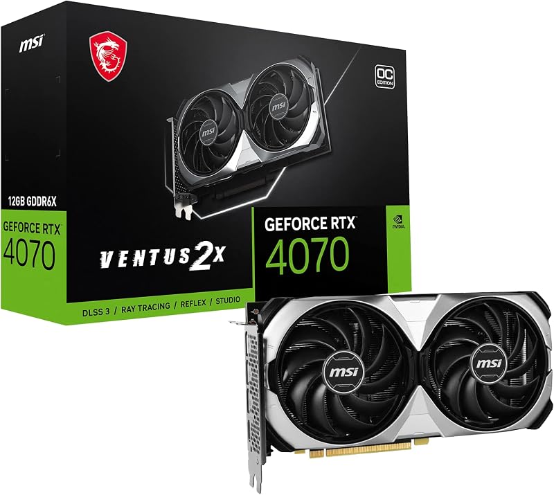 MSI Gaming RTX 4070 12GB GDDR6X Graphics Card Ventus 2X OC Ada Lovelace