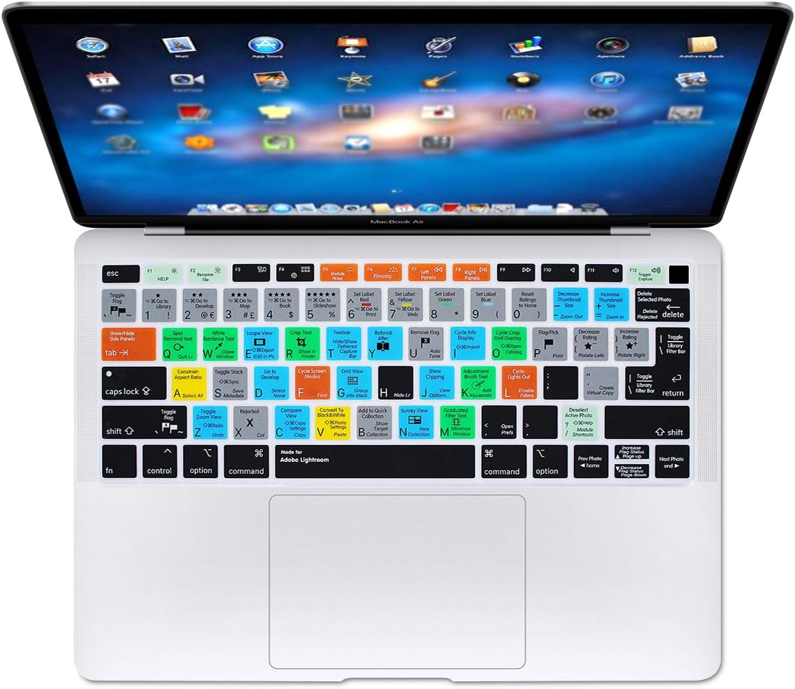 MMDW Lightroom Shortcuts Hotkey Keyboard Cover Skin Compatible with MacBook Air 2018 13.3 inch A1932 with Retina Display and Touch ID Silicone Protector,USA/EU Version - Image 3
