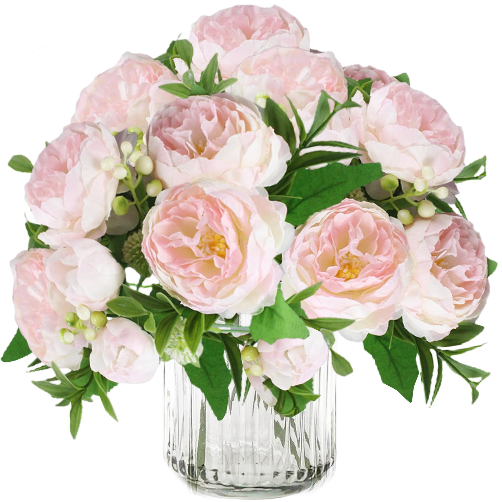 astylishome Artificial Flowers Outdoor Realistic Appearance Rose Flower Bouquets for Home Wedding Party Decoration 21 Pcs Autumn Pink DIY Floral Arrangements Decor 0204