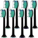 Derffin Replacement Brush Heads for Philips Sonicare HX6014 8 Pack Black